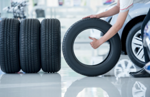 Tires being presented at a service center near Beloit, Wisconsin