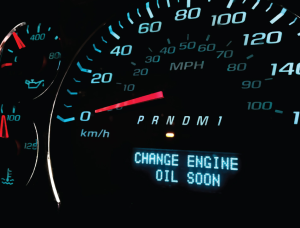 An oil change message appearing on a dashboard near Beloit, Wisconsin.